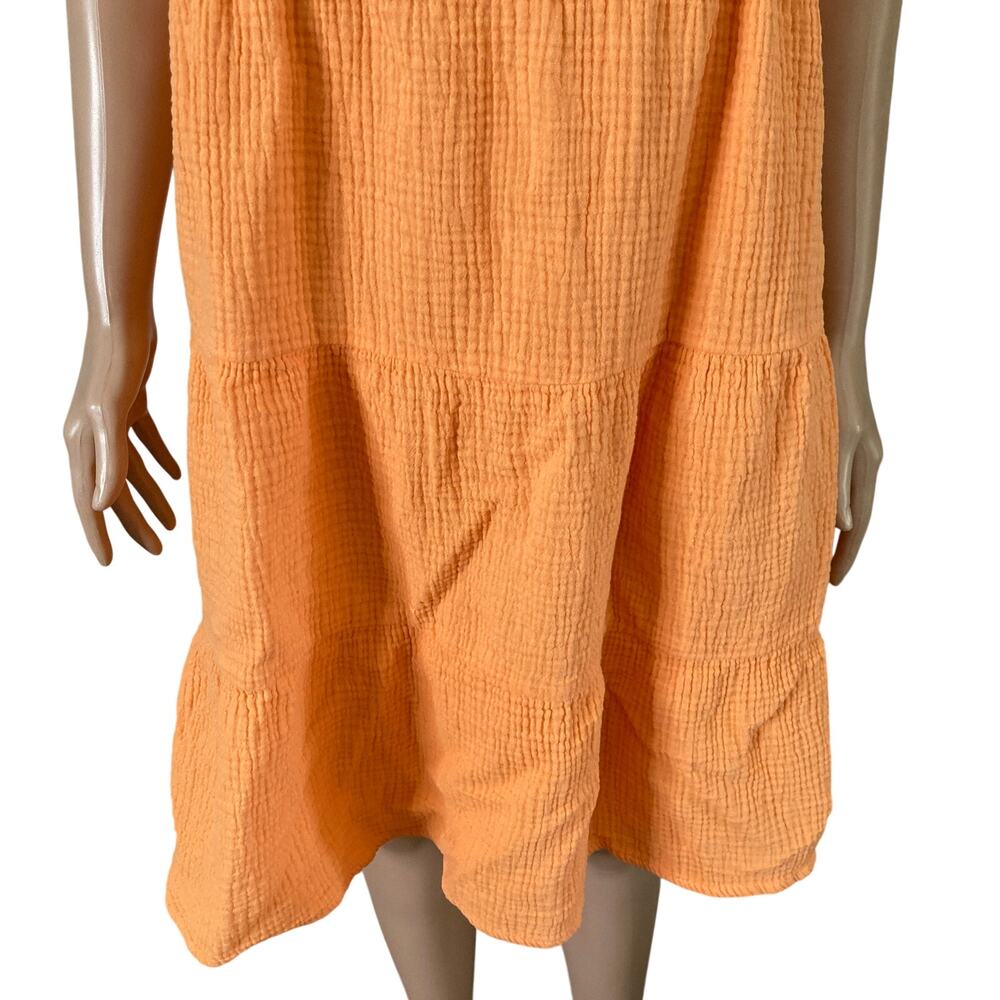 S’edge Orange Gauze Tiered Sundress Boho Sleeveless Midi Dress Size L - Picture 6 of 8